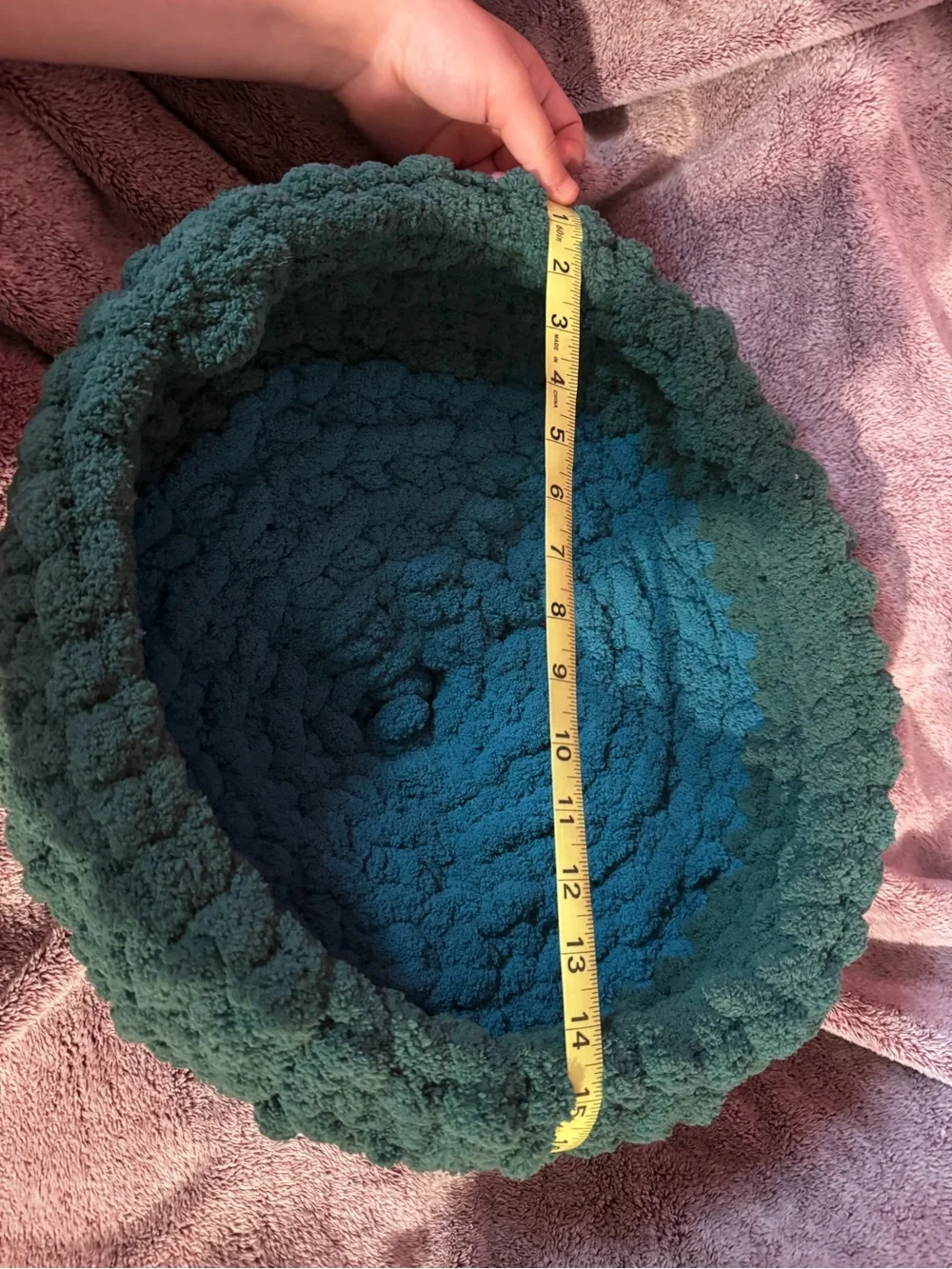 Plush Deep Teal Knitted Pet Bed - Cozy Home Accent. Hand made